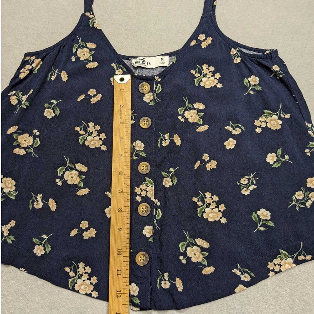 Hollister Tank Women's Small Navy Floral Button Crop Flowy Boho EUC - Picture 3 of 8